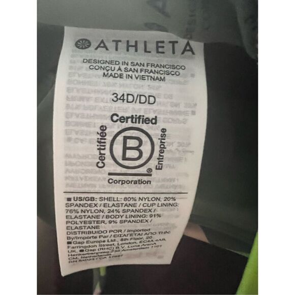 Athleta Women's Deep Fern Floral Square Neck Bra Cup Tankini Top Green 34D/DD - Picture 5 of 6